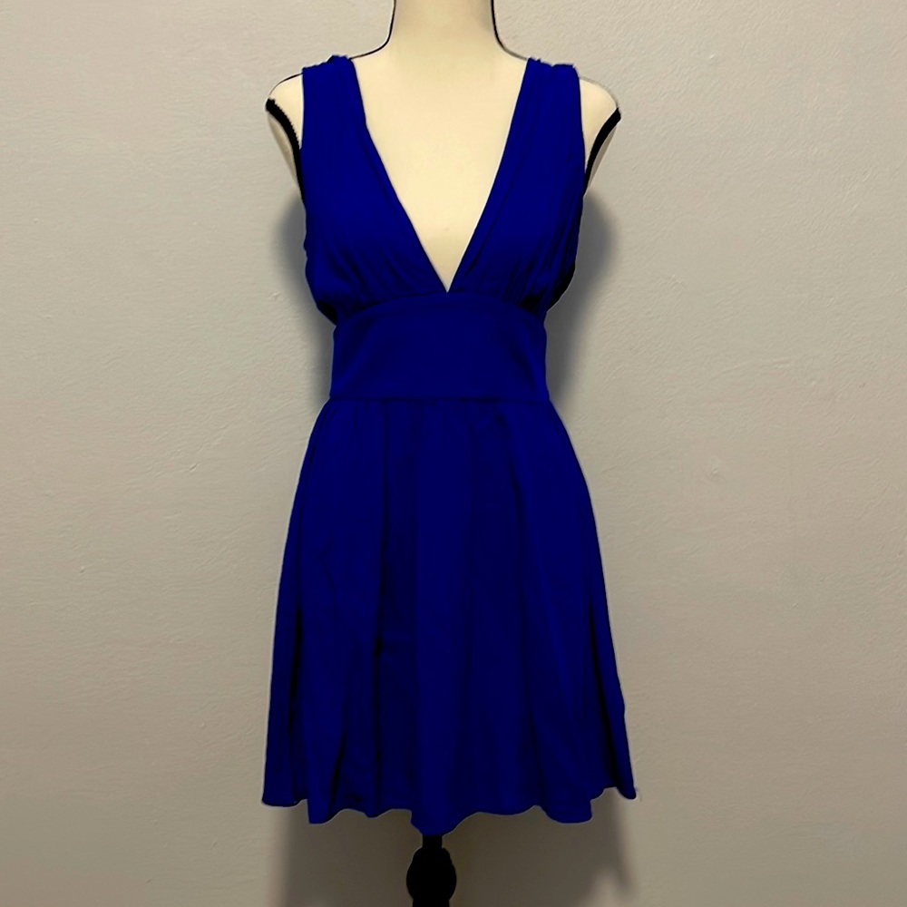 Blue V-Cut Dress